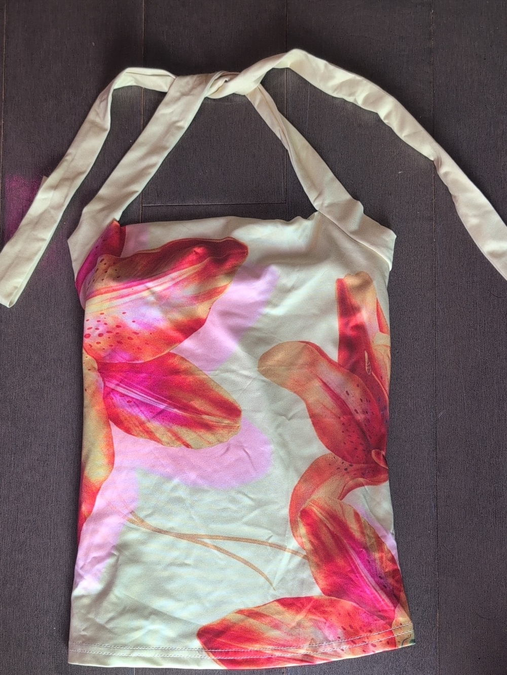 Ladies Yellow Floral Halter Top